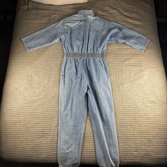 Vintage Dreams Denim Jumpsuit Womens Small 80s Full Length Jean Romper - Picture 7 of 10